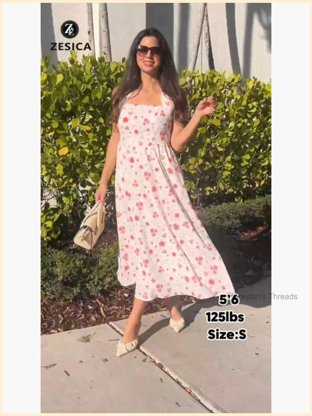 Floral Halter Midi Dress Sleeveless Flowy Casual Beach Long - Picture 7 of 7